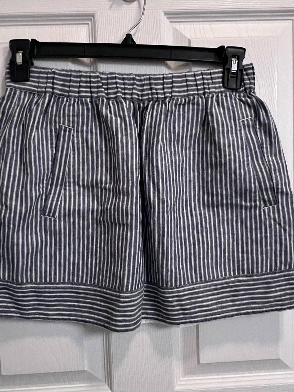 J.CREW Women's Skirt Pull On Linen Blend Railroad Stripe Pockets Size Small